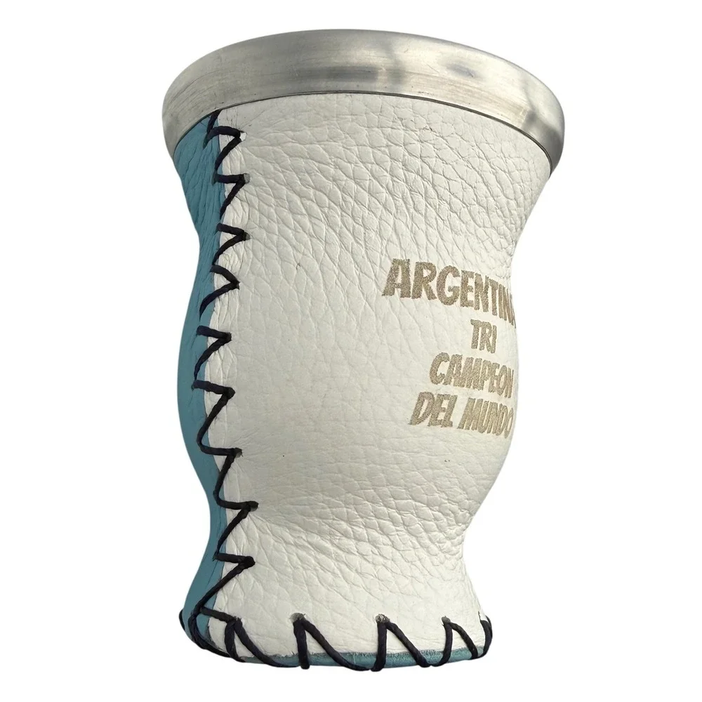 Argentina Tri Campeon‎ World Cup Yerba Mate Gourd Glass Interior & Hand Stitched